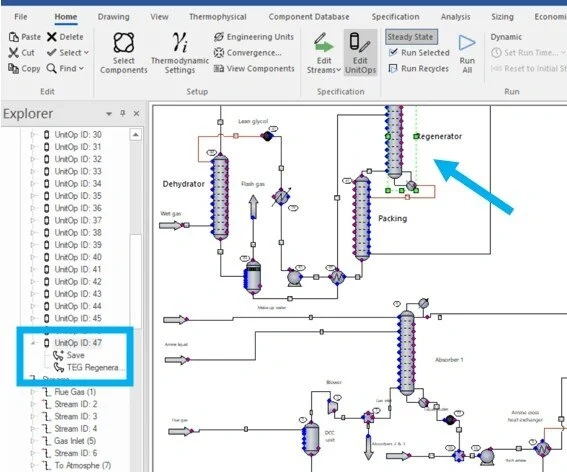 Duplica rápidamente hojas de flujo y UnitOps en ChemCAD para unprocesamiento de gas eficiente, reduciendo errores y ahorrando tiempo.